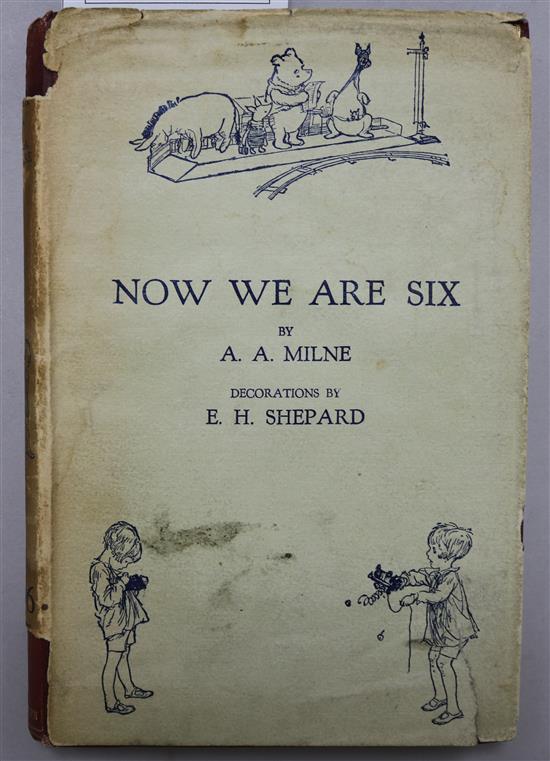 Milne, Alan, Alexander - Now We Are Six, 1st edition, illustrated by Ernest Shepard, in torn, ragged d.j.,